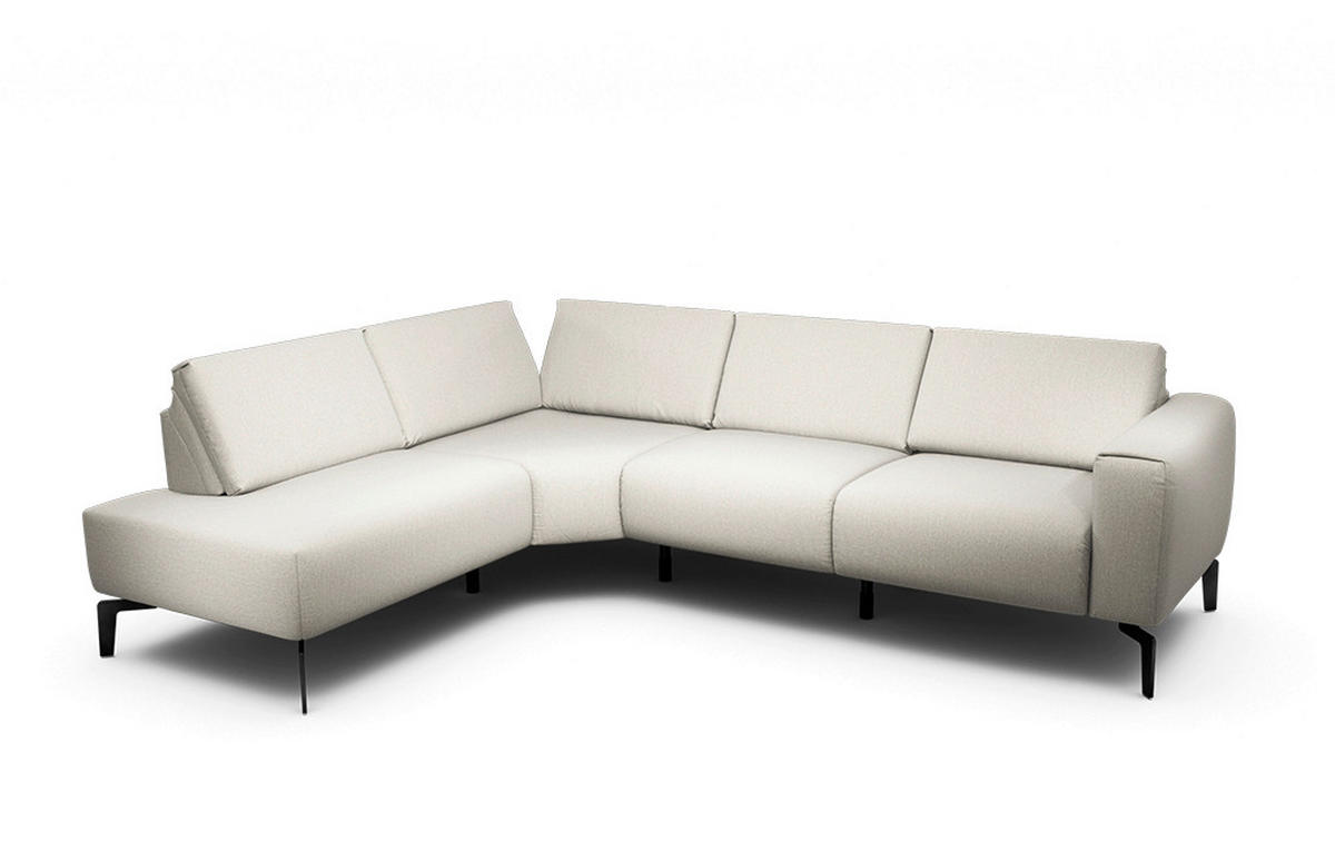 ECKSOFA Cosy Naturfarben Chenille  - Schwarz/Naturfarben, Design, Textil/Metall (193/256cm) - SENSOO