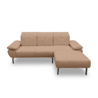ECKSOFA Rotbraun Mikrofaser  - Wildeiche/Rotbraun, Design, Textil/Metall (242/170cm) - MID.YOU