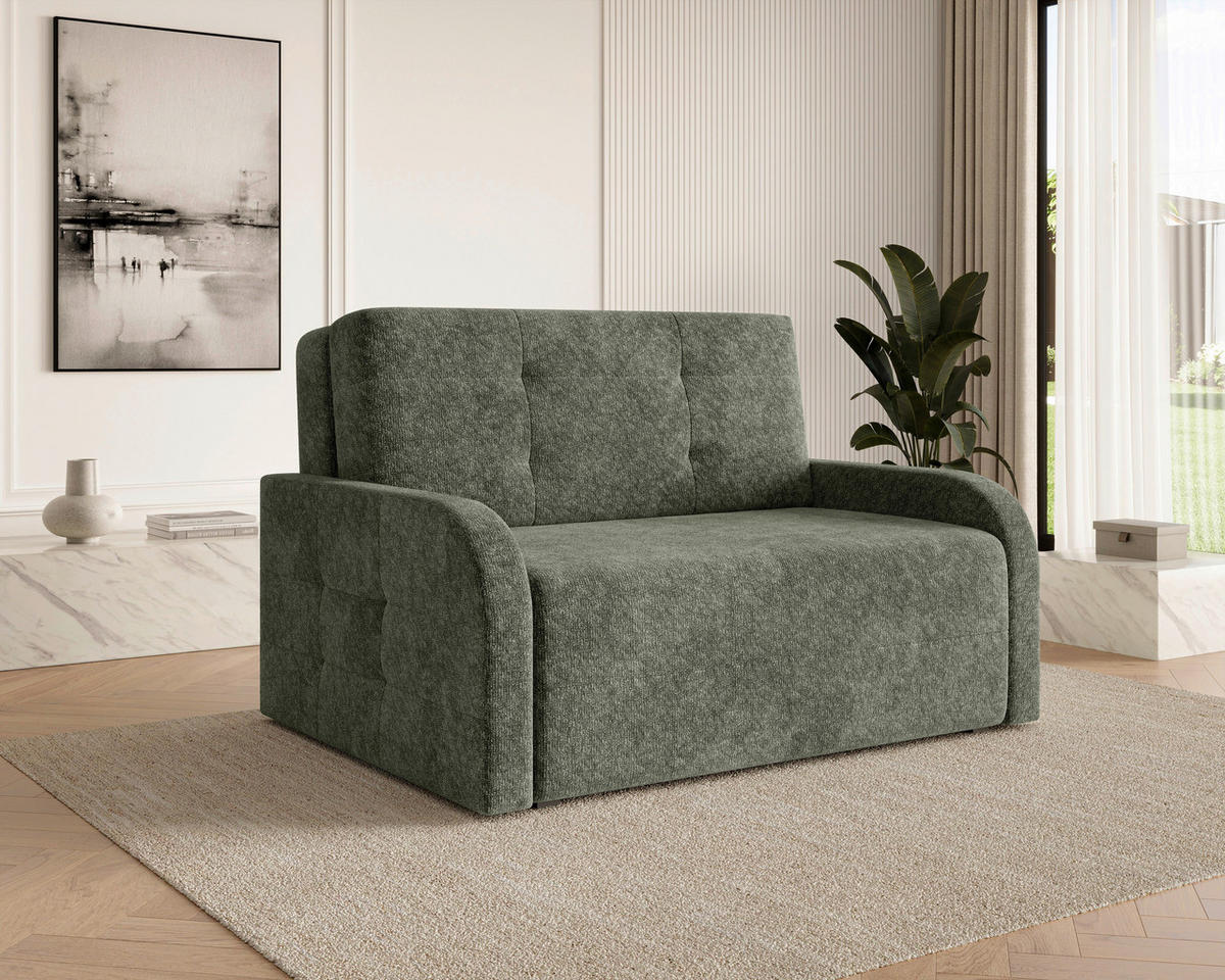 SCHLAFSOFA Chenille Dunkelgrün  inkl. Bettkasten, Schlaffunktion, Rücken echt, Liegefläche im Originalstoff  - Dunkelgrün/Schwarz, MODERN, Kunststoff/Textil (190/90/100cm) - Milino