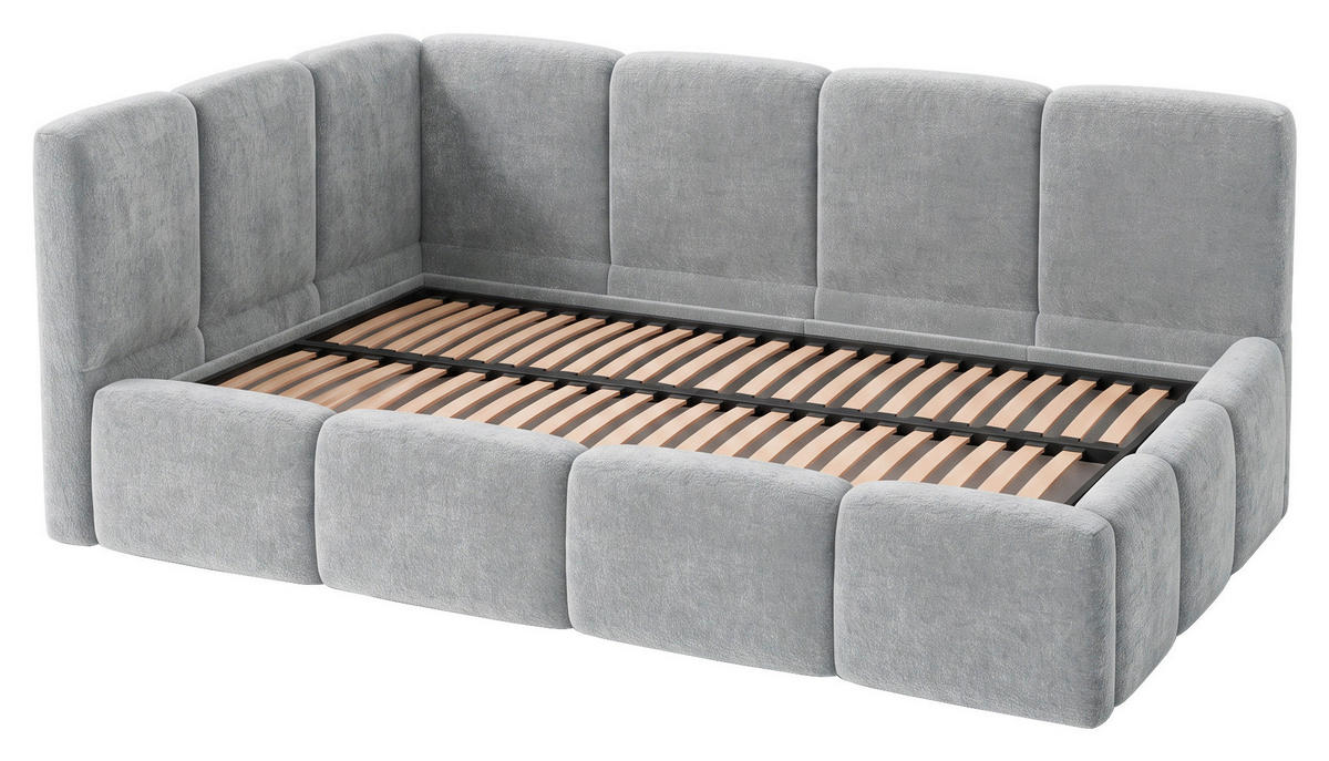 POLSTERBETT 140/200 cm,  in Silberfarben, Lattenrost, Bettkasten,  - Silberfarben/Schwarz, Design, Holz/Textil (140/200cm) - Chameo
