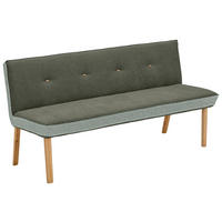 SITZBANK 177/88/63 cm Webstoff, Mikrofaser Grün Eiche vollmassiv  - Eichefarben/Grün, Design, Holz/Textil (177/88/63cm) - Linea Natura