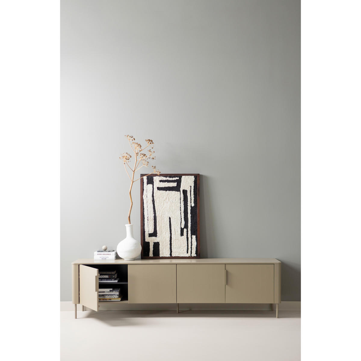 LOWBOARD Gunnar 200/56/44 cm  stehend, hängend  - Schlammfarben/Schwarz, Design, Holz/Metall (200/56/44cm) - Livetastic