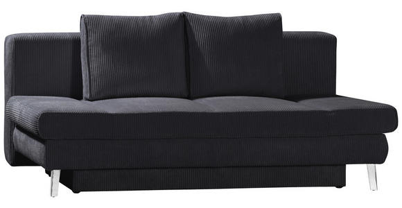 SCHLAFSOFA in Cord Dunkelgrau - Chromfarben/Dunkelgrau, Design, Textil/Metall (200/85/90cm) - Xora
