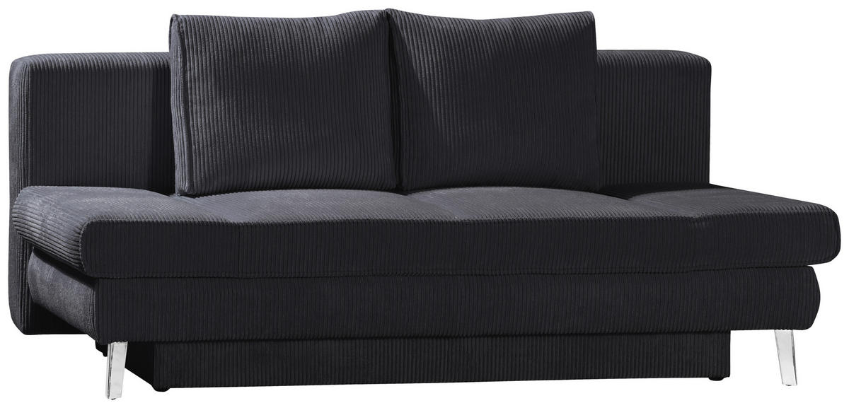SCHLAFSOFA in Cord Dunkelgrau  - Chromfarben/Dunkelgrau, Design, Textil/Metall (200/85/90cm) - Xora