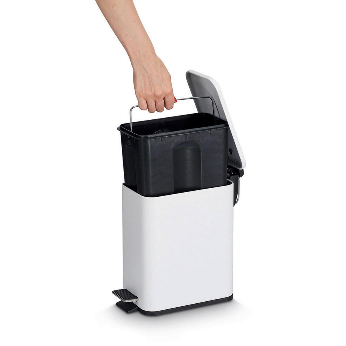 TRETEIMER 5 L  - Weiß, Basics, Metall (28,7/14/29cm) - Zeller Present