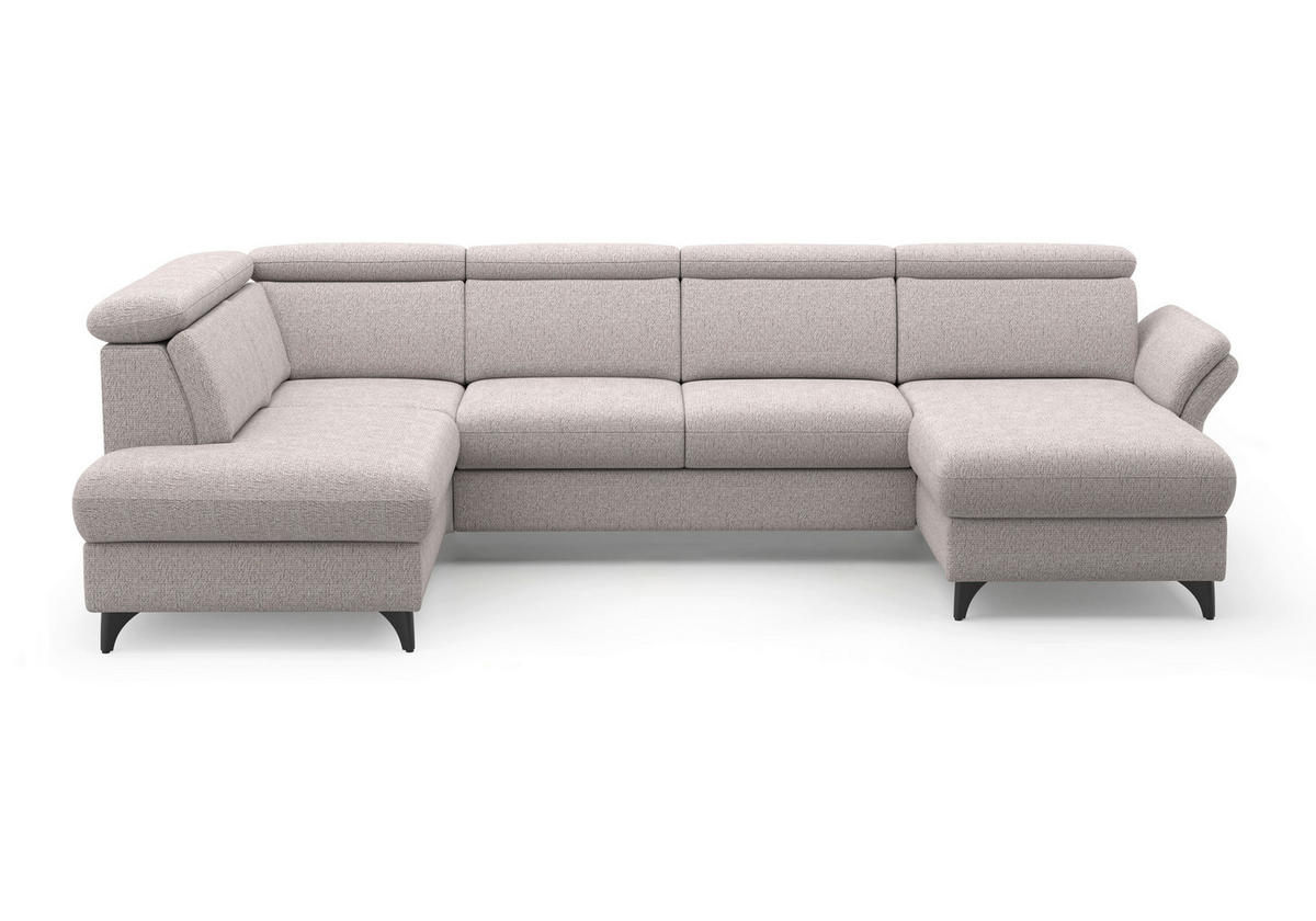 WOHNLANDSCHAFT GLENDALE E Silberfarben Chenille  - Silberfarben/Schwarz, KONVENTIONELL, Textil/Metall (193/321/166cm) - Sit & More