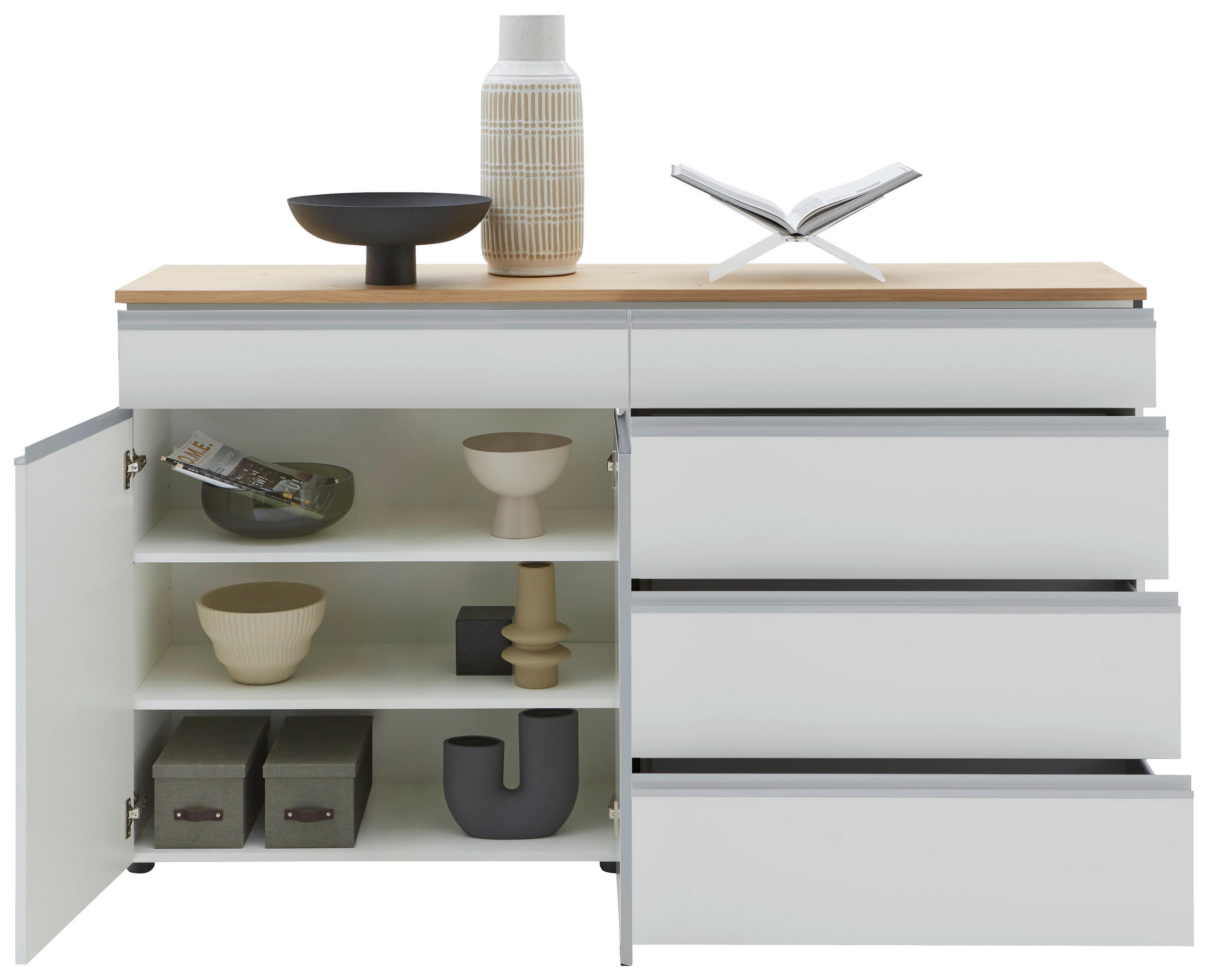 SIDEBOARD in 180/102/41 cm - Eichefarben/Silberfarben, Design, Holz/Holzwerkstoff (180/102/41cm) - Dieter Knoll
