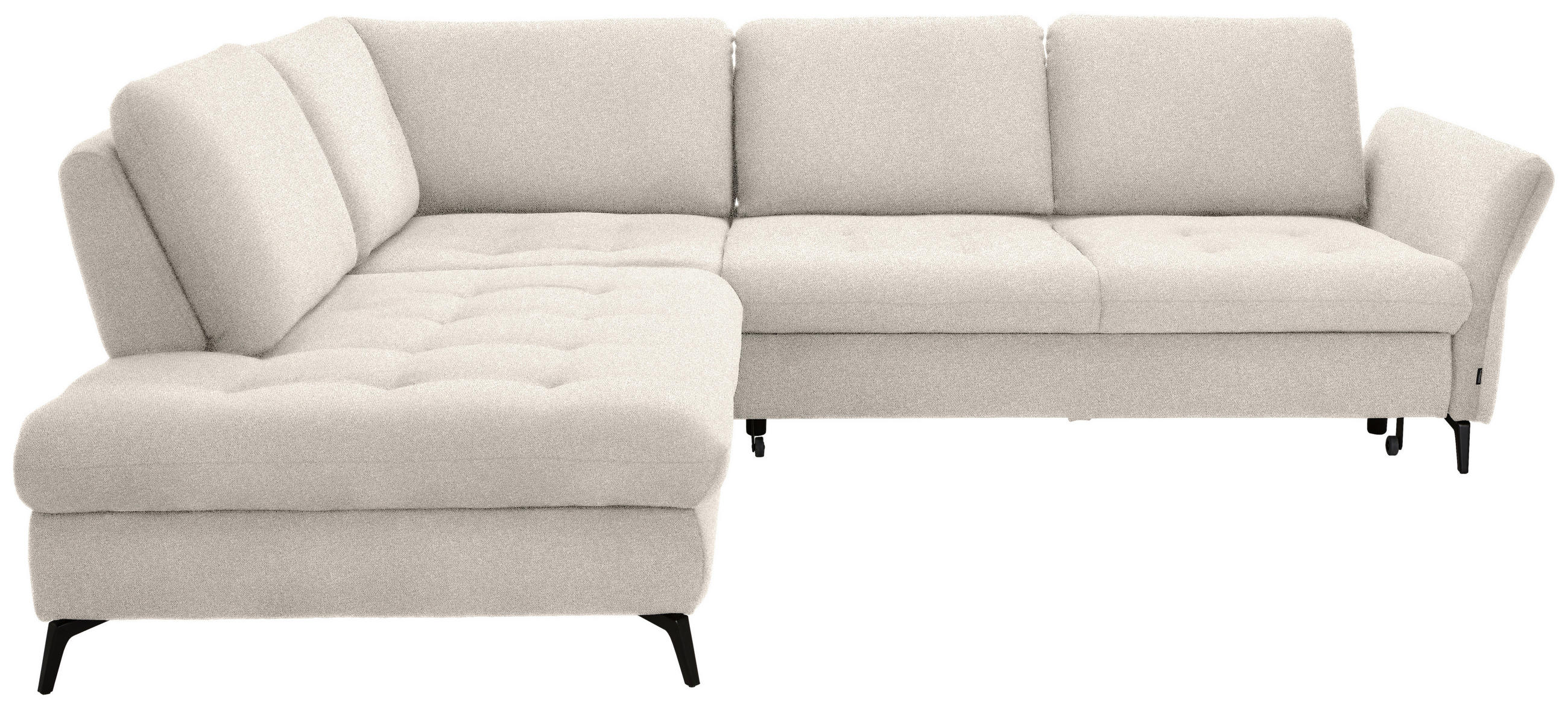 ECKSOFA in Bouclé Creme  - Creme/Schwarz, Natur, Textil/Metall (233/288cm) - Valnatura