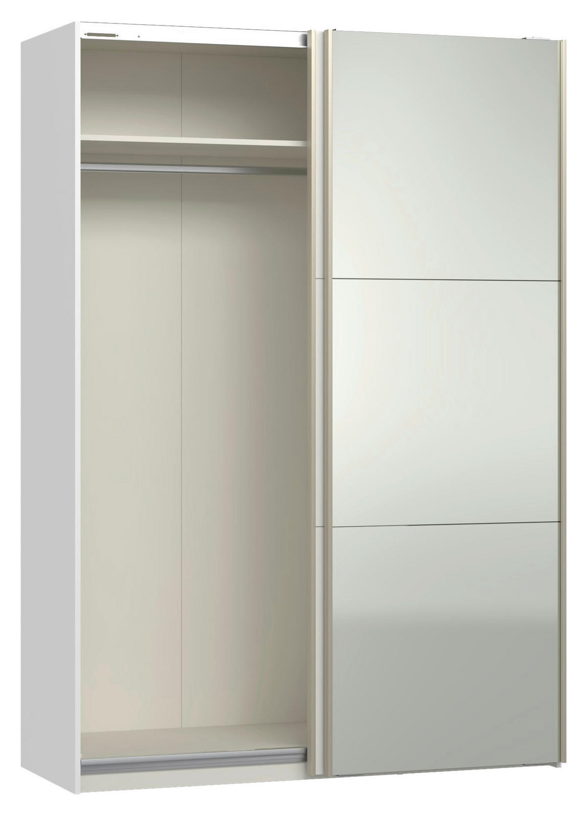 SCHWEBETÜRENSCHRANK 152/220/65 cm 2-türig Weiß  - Edelstahlfarben/Weiß, Design, Glas/Holzwerkstoff (152/220/65cm) - Jutzler