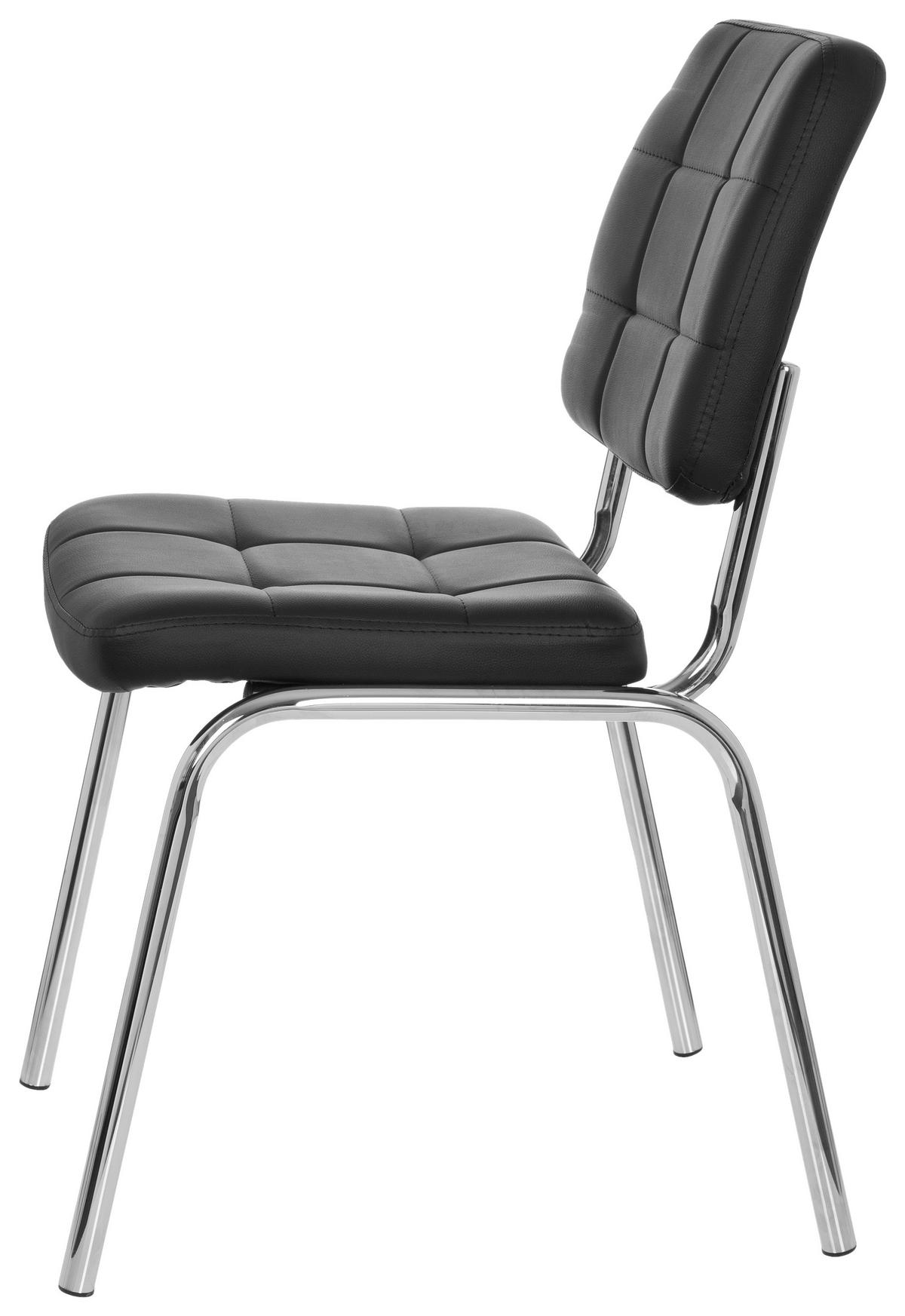 BESUCHERSTUHL  in Lederlook Schwarz  - Chromfarben/Schwarz, MODERN, Textil/Metall (46/87/50cm) - MID.YOU