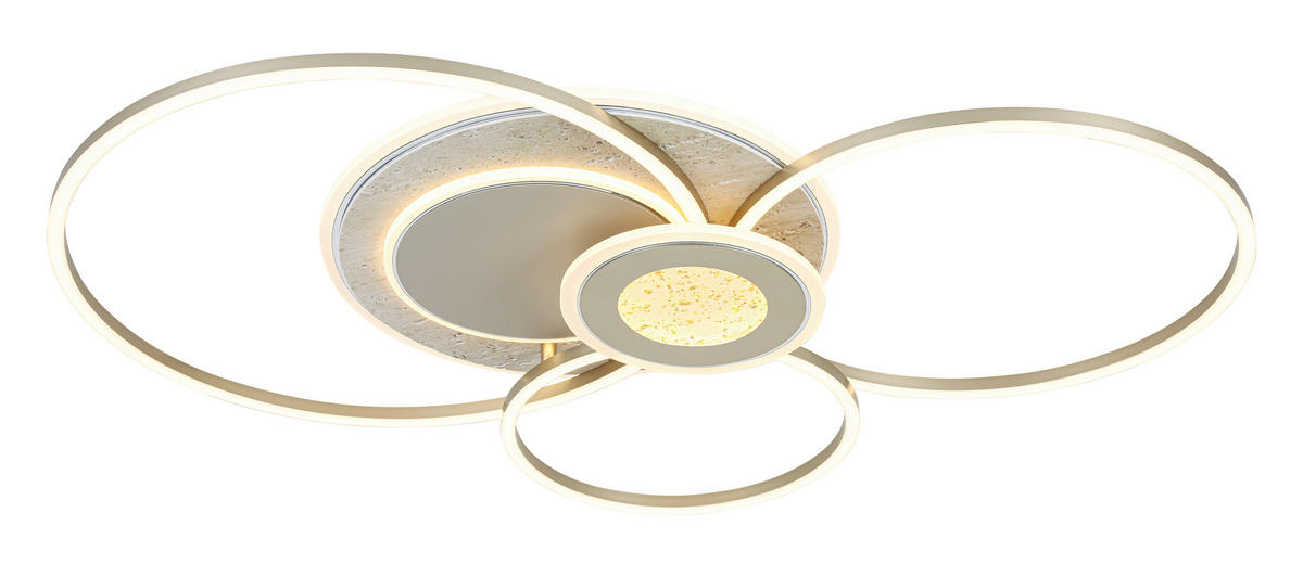 LED-TAKLAMPA Travera 40 W 90/63/8,5 cm  - guldbrun/sandfärgad, Design, metall/plast (90/63/8,5cm) - Novel