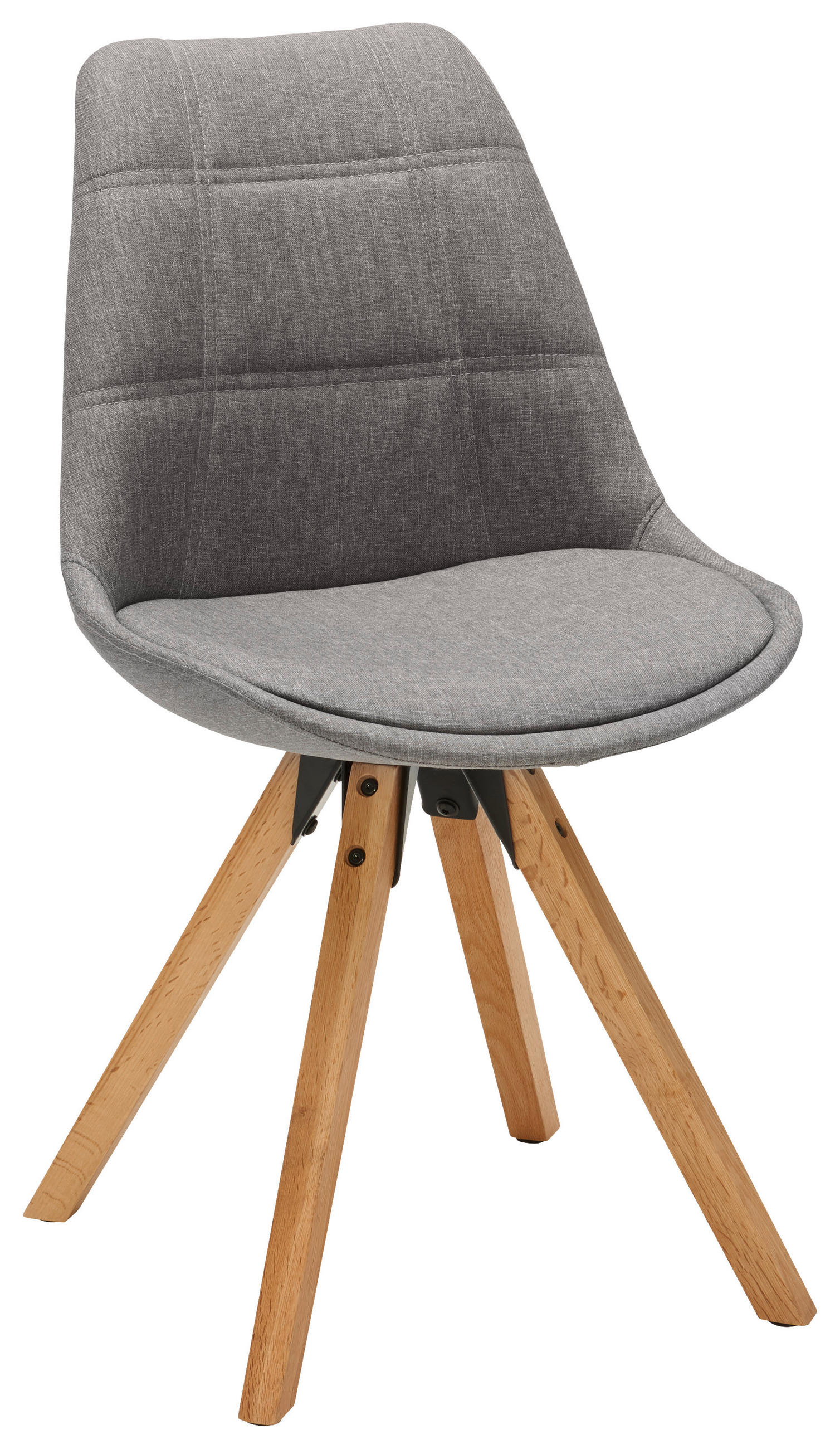 Scaun din textil, culoare lemn stejar, gri deschis