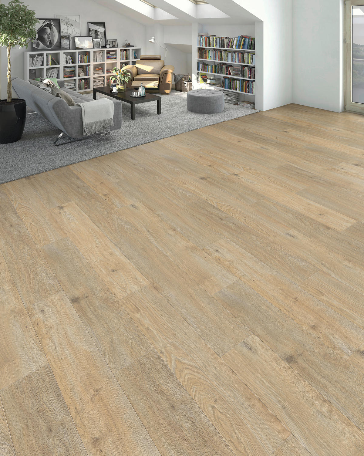 DESIGNBODEN PowerStar Eiche Asturia alabaster  per  m² - Eichefarben, Basics, Holzwerkstoff (19.3/128.2cm) - Living by HARO