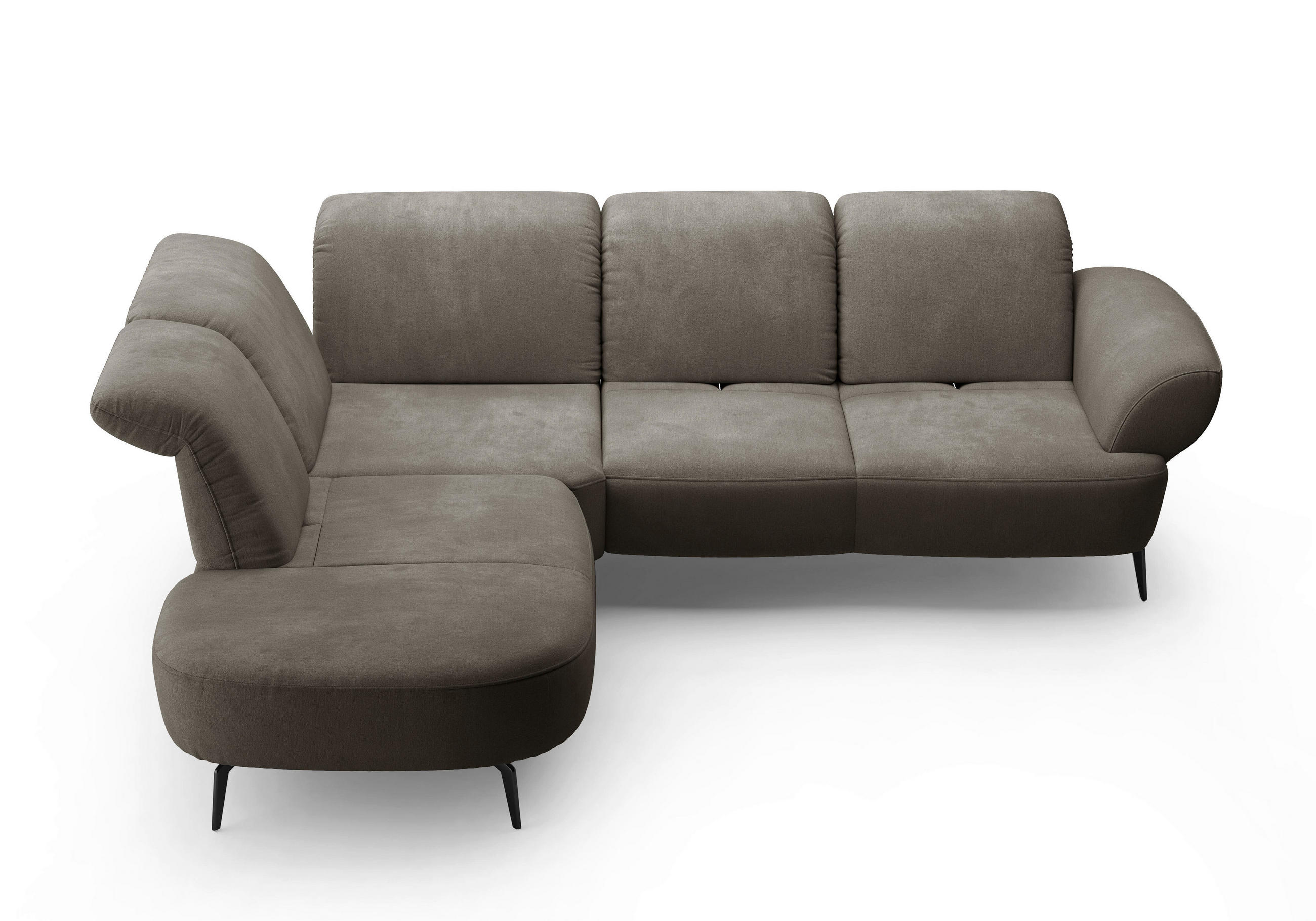 ECKSOFA in Flachgewebe Schlammfarben  270/302 cm  - Schlammfarben/Schwarz, MODERN, Textil/Metall (270/302cm) - Sit & More