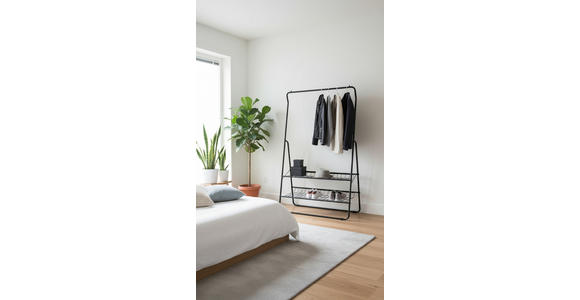 GARDEROBENSTÄNDER in Schwarz 93/159/47 cm   - Schwarz, Trend, Metall (93/159/47cm) - Carryhome