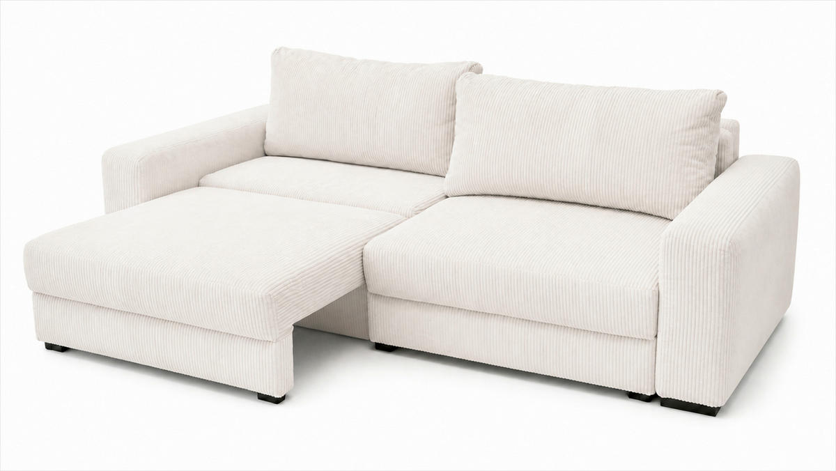 3-SITZER-SOFA Cord Beige  - Beige/Schwarz, Basics, Holz/Textil (250/90/110cm) - MID.YOU