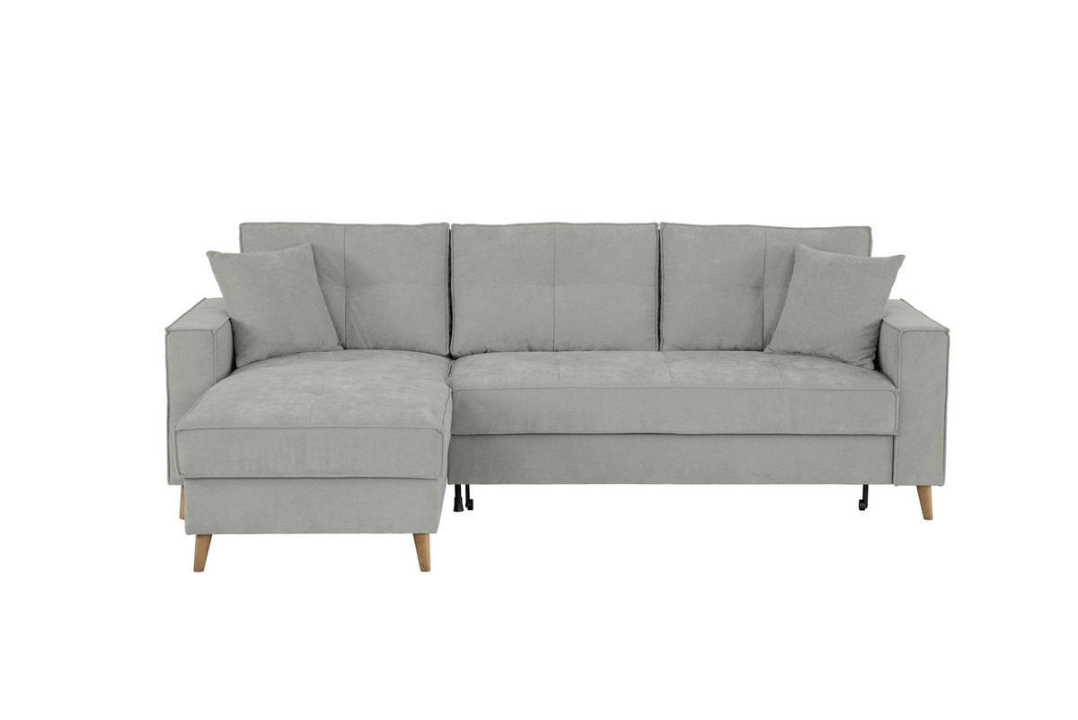 ECKSOFA Dunkelgrau Flachgewebe  - Dunkelgrau, Design, Textil (257/159cm) - MID.YOU