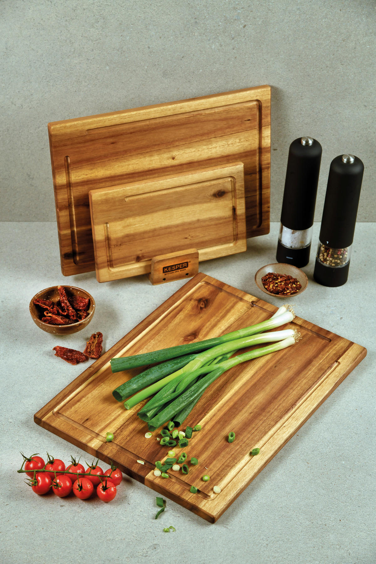 SCHNEIDEBRETT-SET Holz Akazie  - Braun, Basics, Holz (40/11,2/31,5cm) - Kesper
