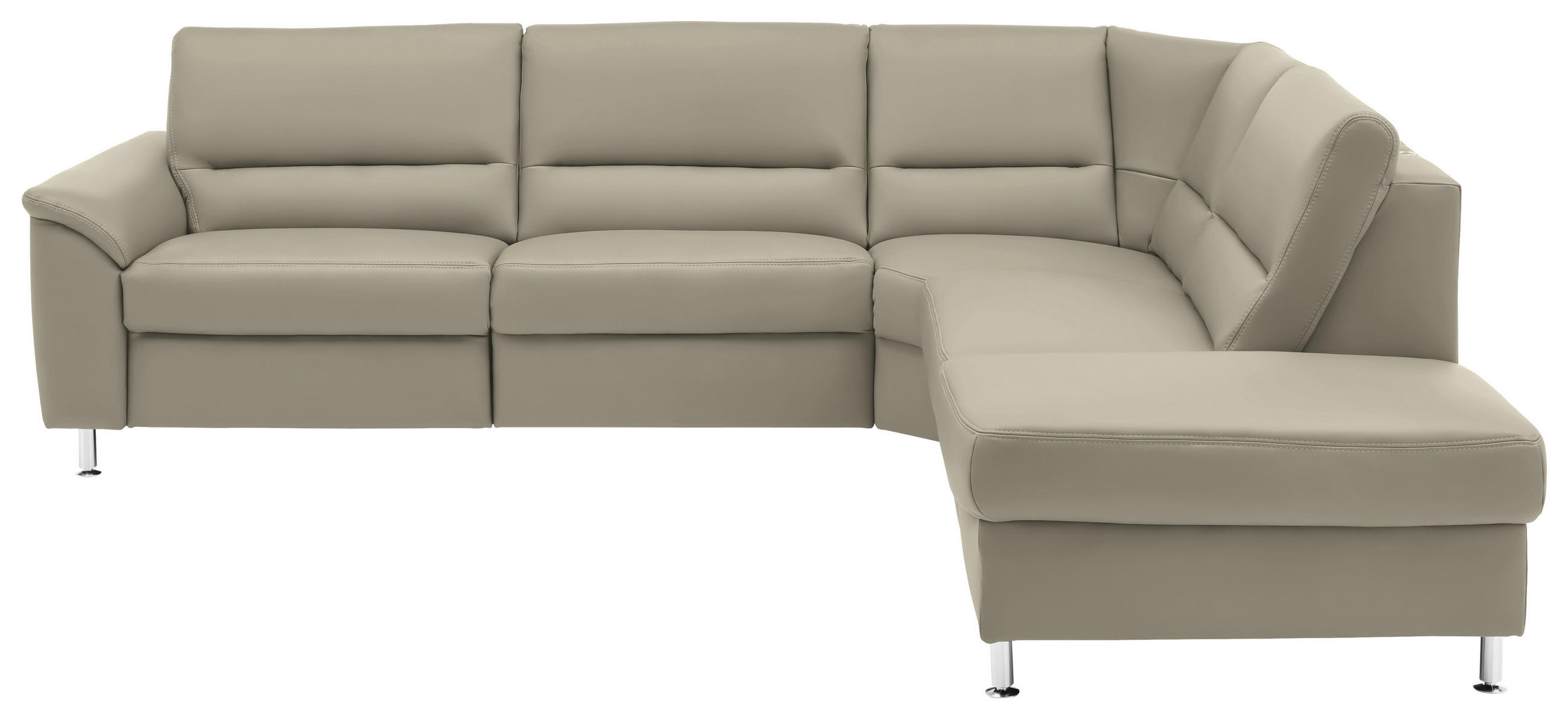 ECKSOFA in Echtleder Ecru  290/249 cm  - Ecru/Alufarben, KONVENTIONELL, Leder/Metall (290/249cm) - Beldomo Premium