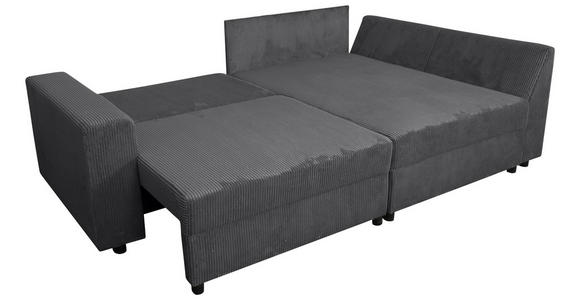 ECKSOFA Graphitfarben Cord - Schwarz/Graphitfarben, KONVENTIONELL, Kunststoff/Textil (245/153cm) - Carryhome