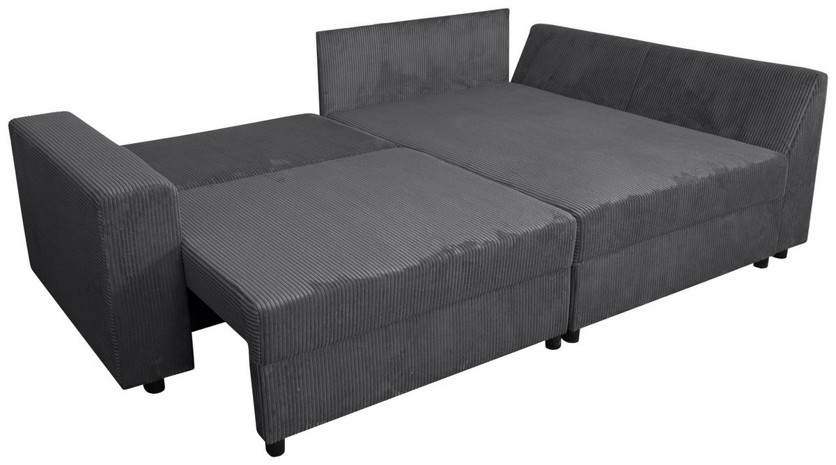 ECKSOFA Graphitfarben Cord  - Schwarz/Graphitfarben, KONVENTIONELL, Kunststoff/Textil (245/153cm) - Carryhome