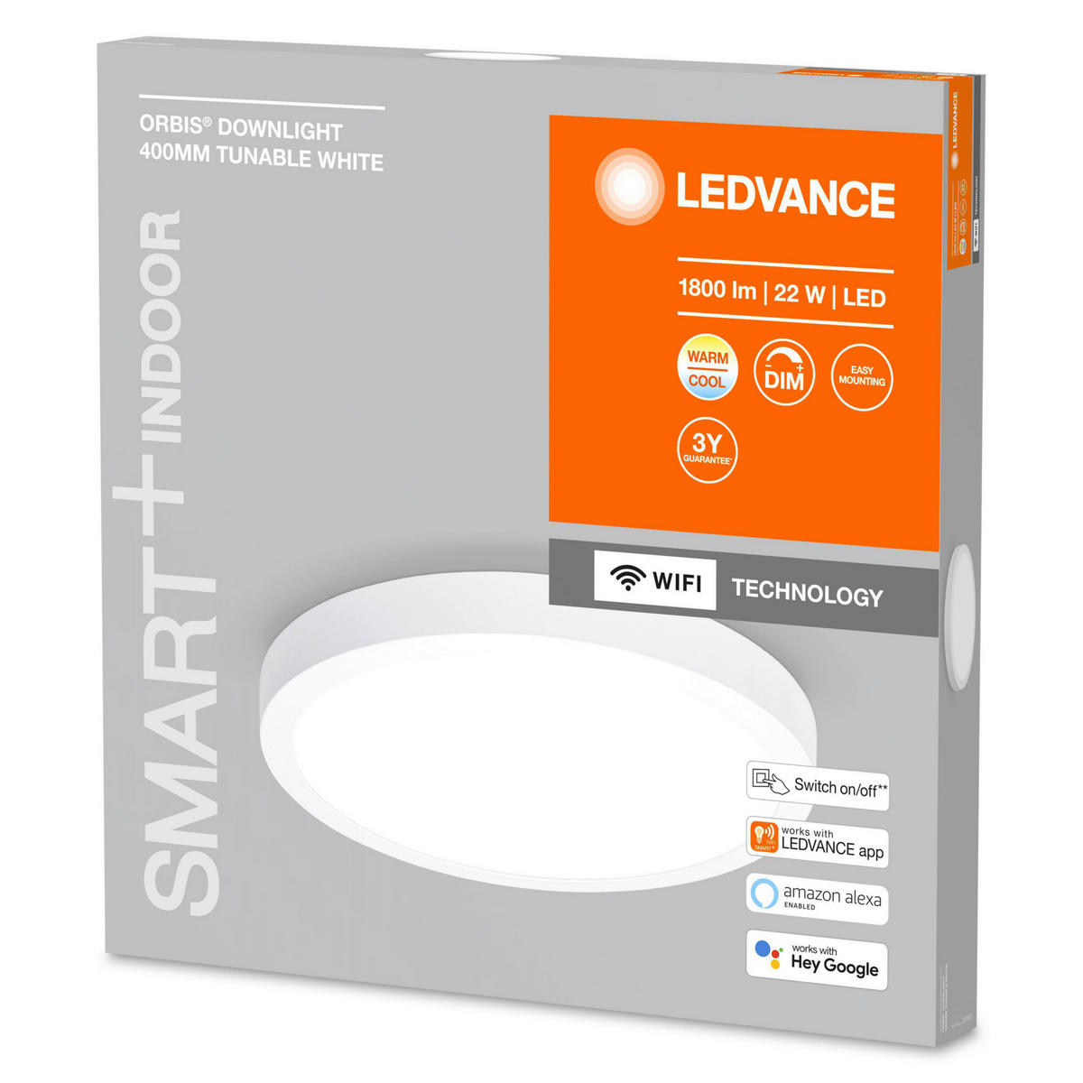 LED-DECKENLEUCHTE Smart+ WiFi Orbis Downlight  Smart 40/4 cm   - Weiß, Basics, Metall (40/4cm) - Ledvance