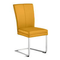 SCHWINGSTUHL  in Edelstahl Echtleder pigmentiert  - Edelstahlfarben/Senfgelb, Design, Leder/Metall (44/98/58cm) - Valdera