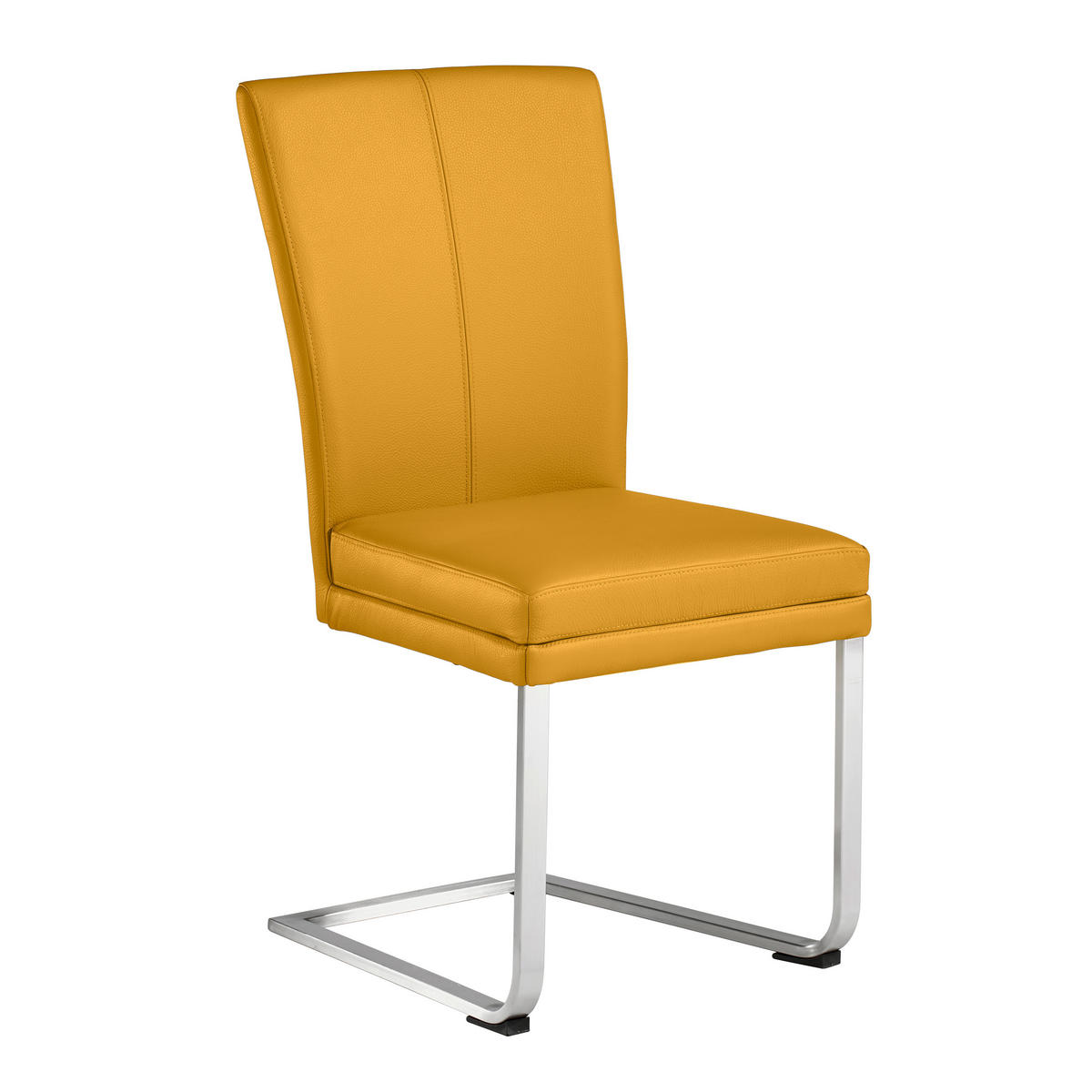 SCHWINGSTUHL  in Edelstahl Echtleder pigmentiert  - Edelstahlfarben/Senfgelb, Design, Leder/Metall (44/98/58cm) - Valdera