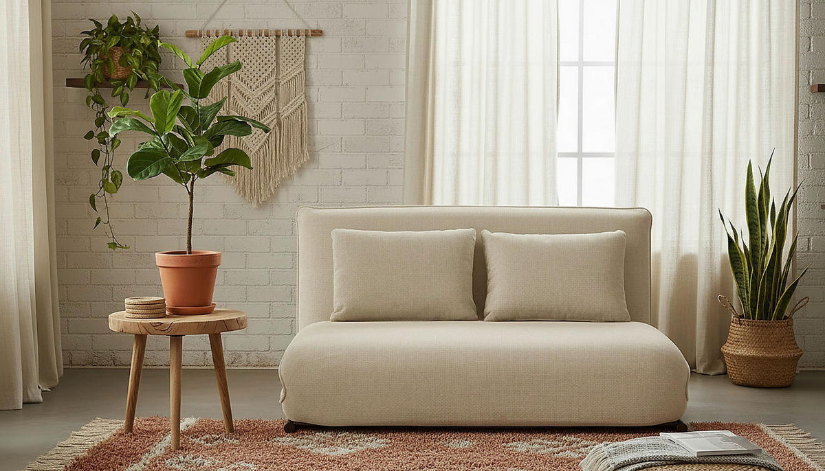 SOFA VELIN Samt Creme, Dunkelbraun  - Dunkelbraun/Creme, Design, Textil/Metall (140/97/80cm) - MID.YOU