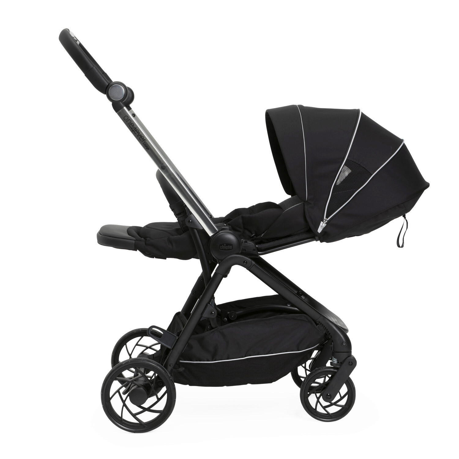 Thumbnail - Chicco Buggy One4ever Lounge, Schwarz, Textil, 51x99-109x78 cm, Fußstütze abklappbar, kugelgelagerte Räder, Einhand-Falt...