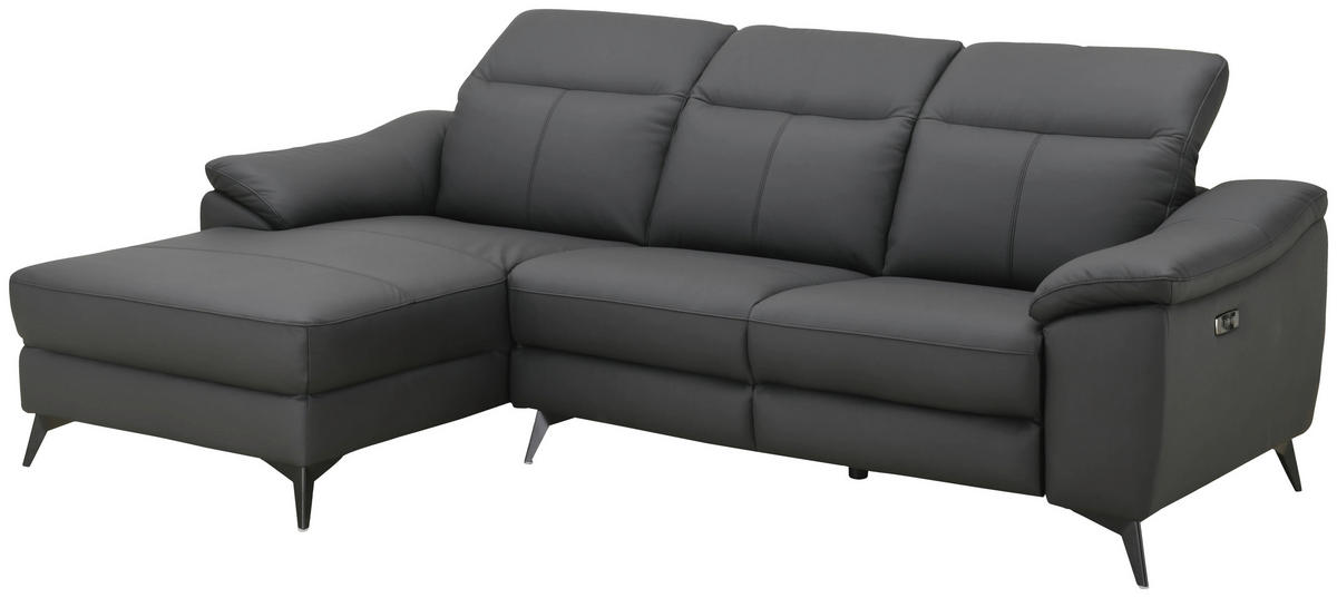 ECKSOFA  Lederlook Kombination Echtleder/Lederlook Schwarz  - Schwarz, Design, Leder/Textil (168/254cm) - Xora