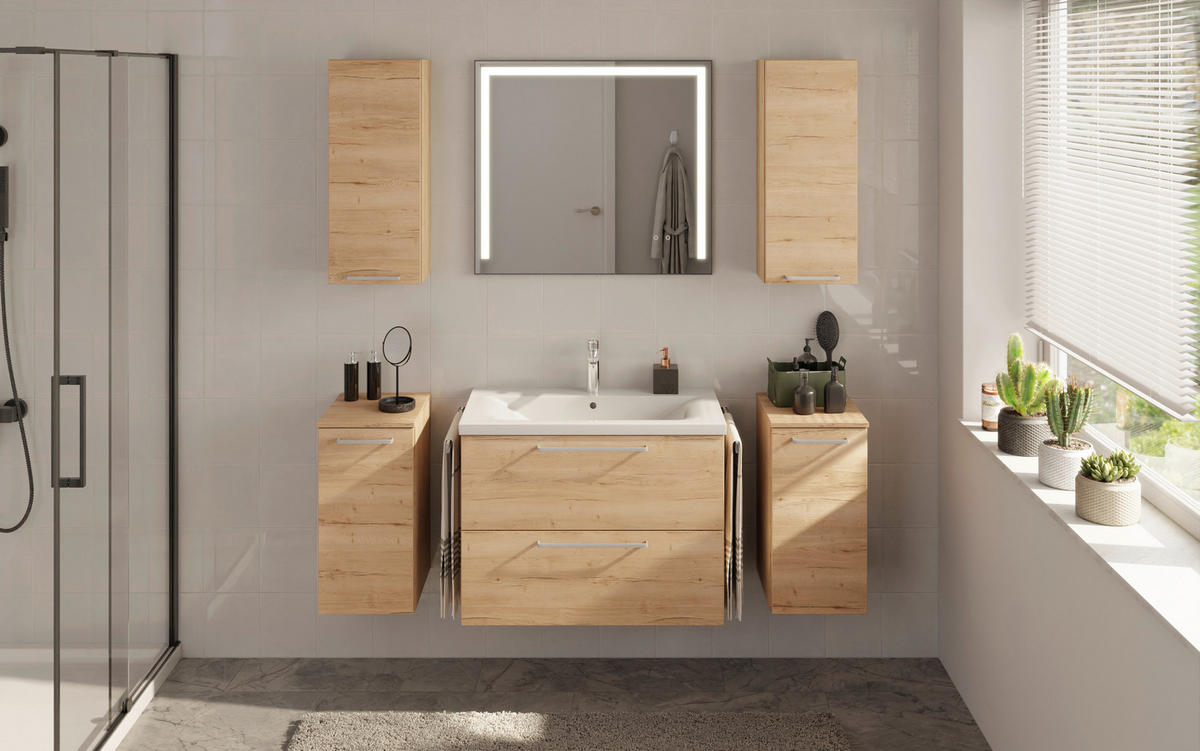 BADEZIMMERSPIEGEL 80/72/2,6 cm  - Alufarben, MODERN, Glas/Metall (80/72/2,6cm) - Celina Home