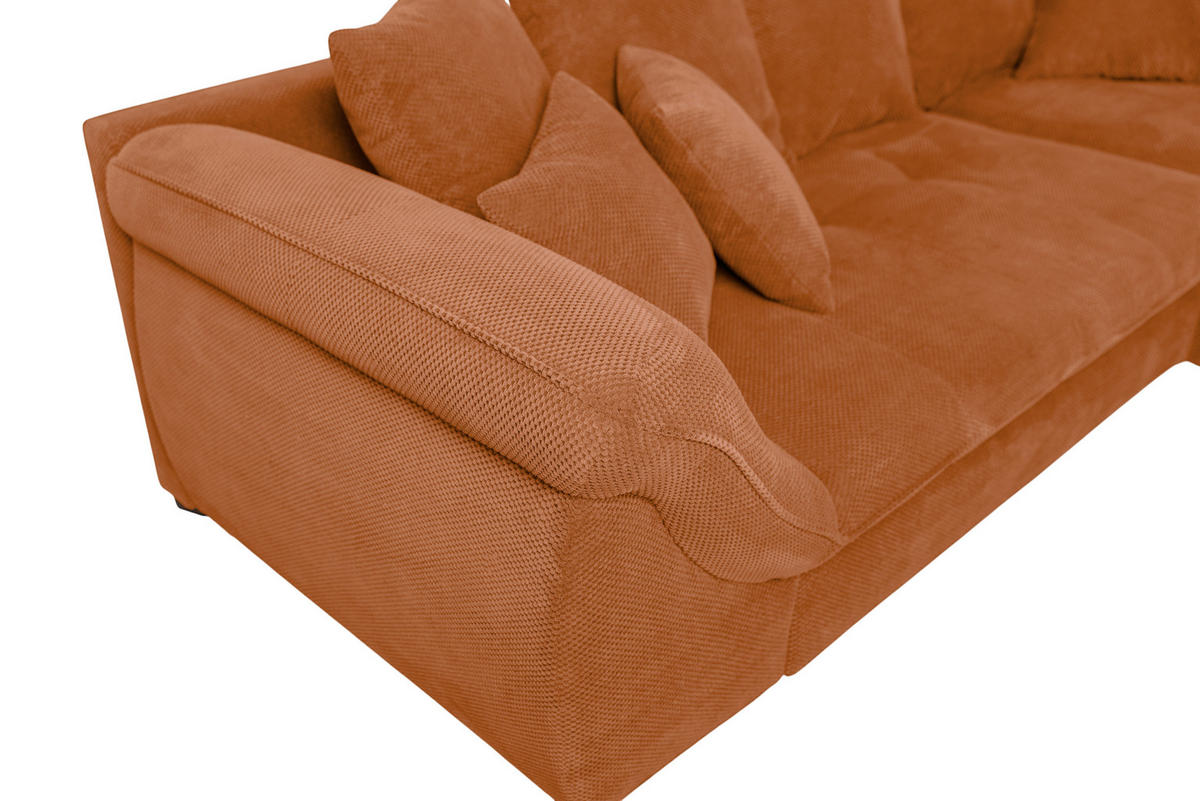 ECKSOFA LORENZO Rostfarben Struktur Liegefläche im Originalstoff  - Rostfarben/Schwarz, Design, Textil/Metall (302/188cm) - P & B