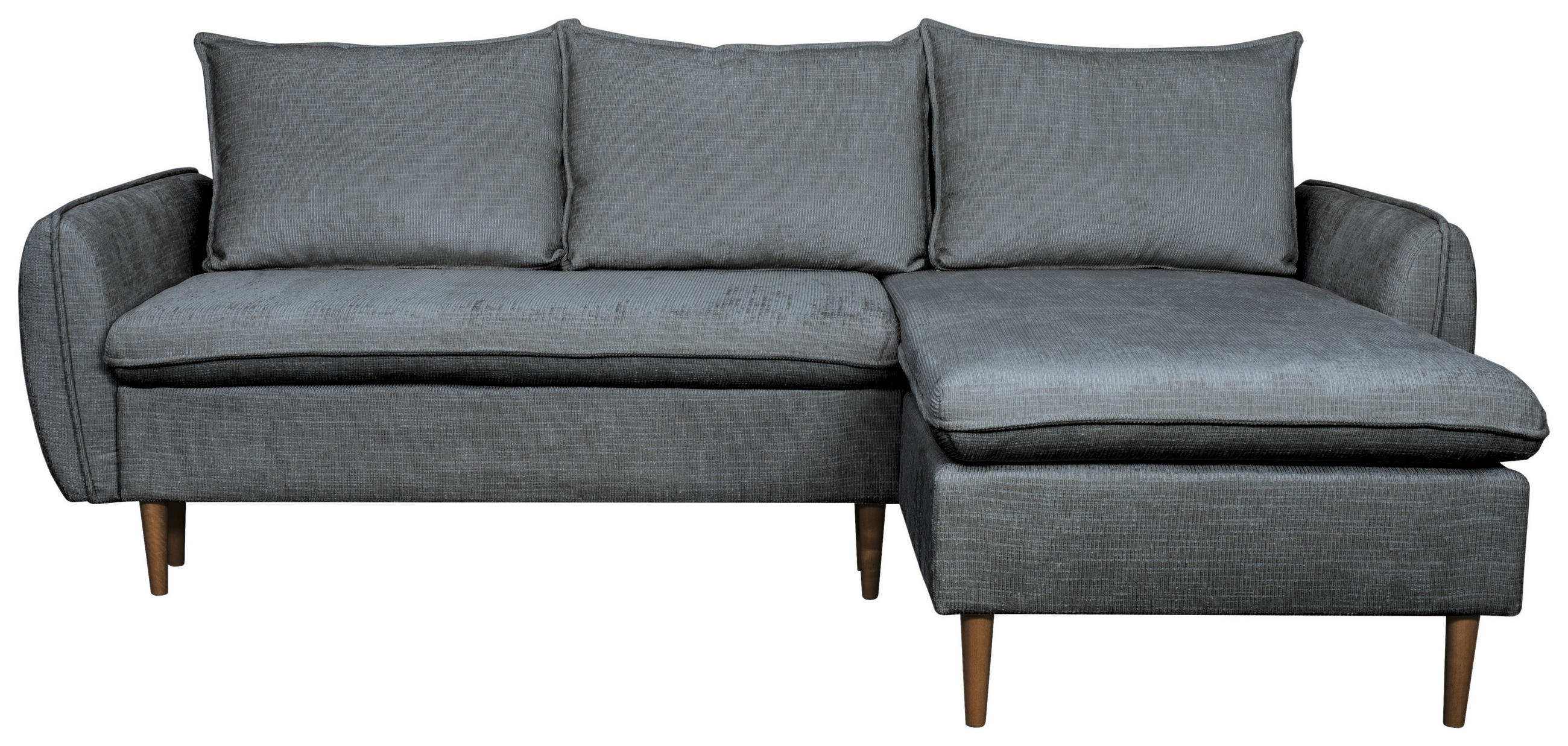 ECKSOFA Graphitfarben Chenille  - Buchefarben/Graphitfarben, KONVENTIONELL, Holz/Textil (244/163cm) - Carryhome