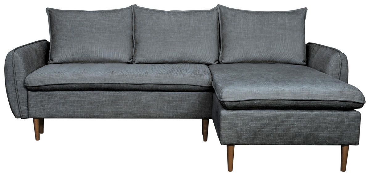 ECKSOFA Graphitfarben Chenille  - Buchefarben/Graphitfarben, KONVENTIONELL, Holz/Textil (244/163cm) - Carryhome
