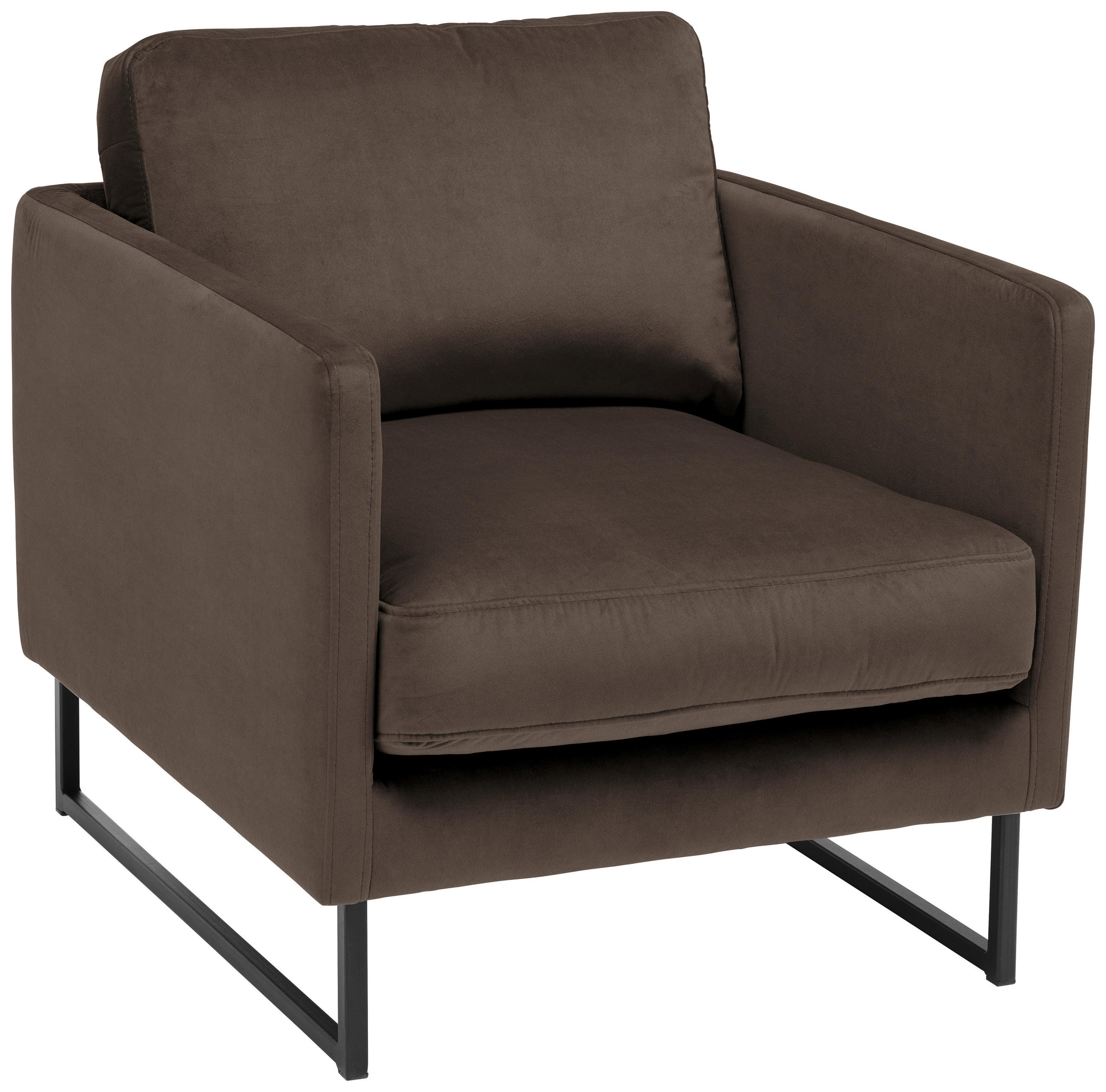 SESSEL in Samt Braun  - Schwarz/Braun, Design, Textil/Metall (72/78/84cm) - Carryhome