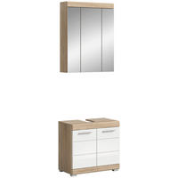 KUPAONICA  hrast Sonoma, bijela visoki sjaj  - srebrne boje/bijela visoki sjaj, Moderno, staklo/drvni materijal (60cm) - MID.YOU