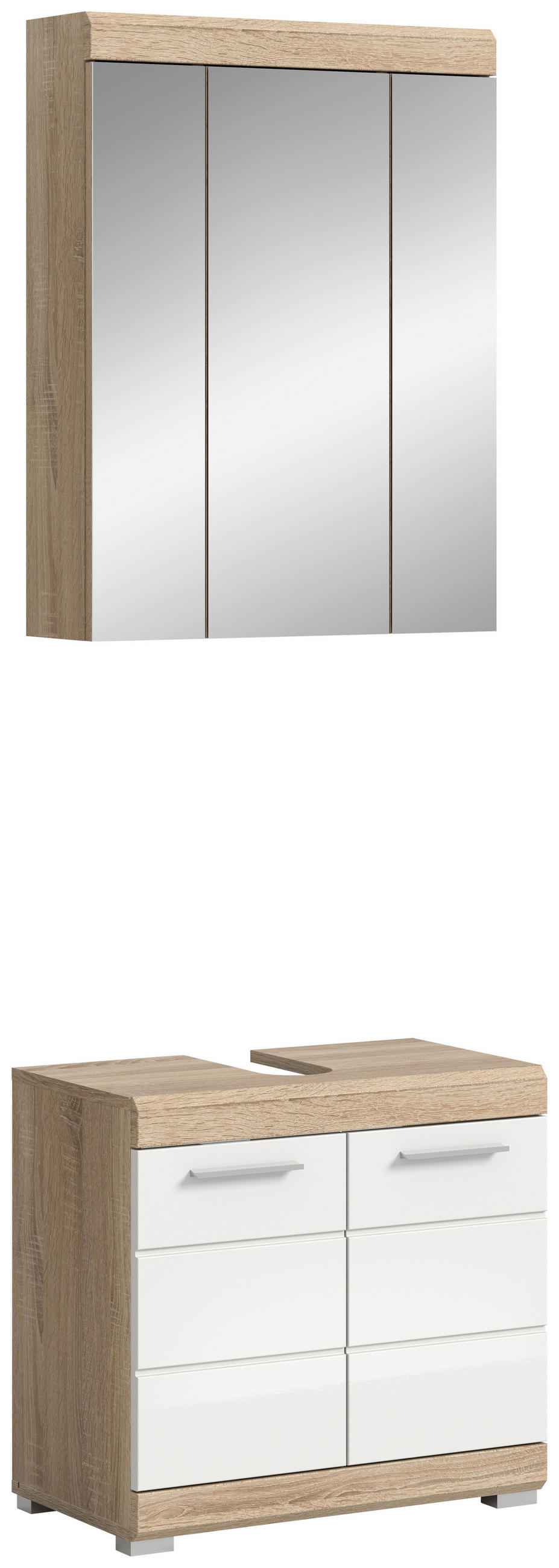 KOPALNICA  hrast sonoma, bela, visoki sijaj  - srebrne barve/bela, Moderno, umetna masa/steklo (60cm) - MID.YOU