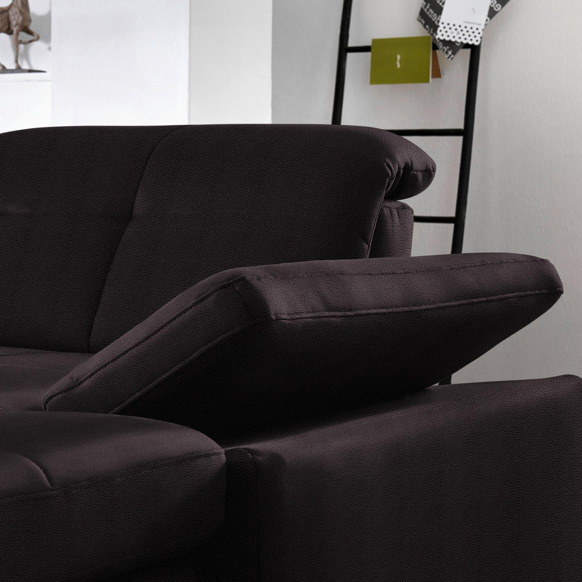 WOHNLANDSCHAFT  in Mikrofaser Anthrazit  - Chromfarben/Anthrazit, Design, Holzwerkstoff/Textil (260/371/195cm) - Beldomo Style