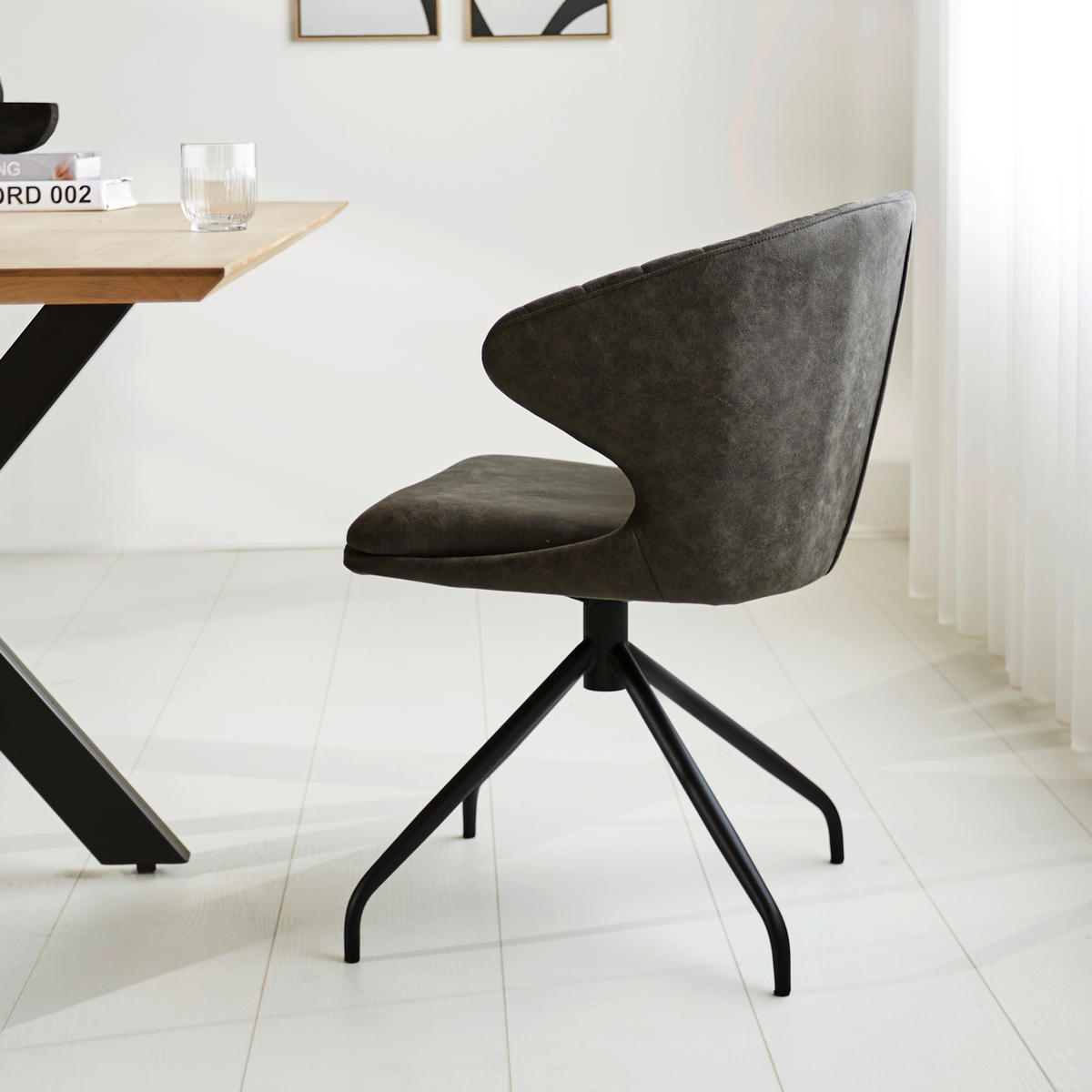 ŽIDLE S PODRUČKAMI, mikrovlákno, antracitová - černá/antracitová, Moderní, kov/textil (56/80/44cm) - MID.YOU