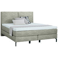 BOXSPRINGBETT 180/200 cm  in Beige  - Beige/Schwarz, Konventionell, Textil/Metall (180/200cm) - Dieter Knoll