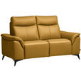 2-SITZER-SOFA  in Echtleder Currygelb   - Currygelb/Schwarz, Design, Leder/Metall (176/105/98cm) - Belluti