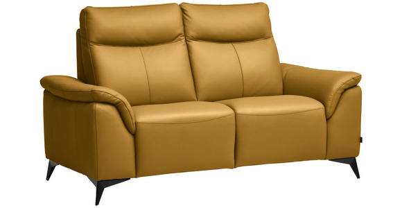 2-SITZER-SOFA  in Echtleder Currygelb   - Currygelb/Schwarz, Design, Leder/Metall (176/105/98cm) - Belluti