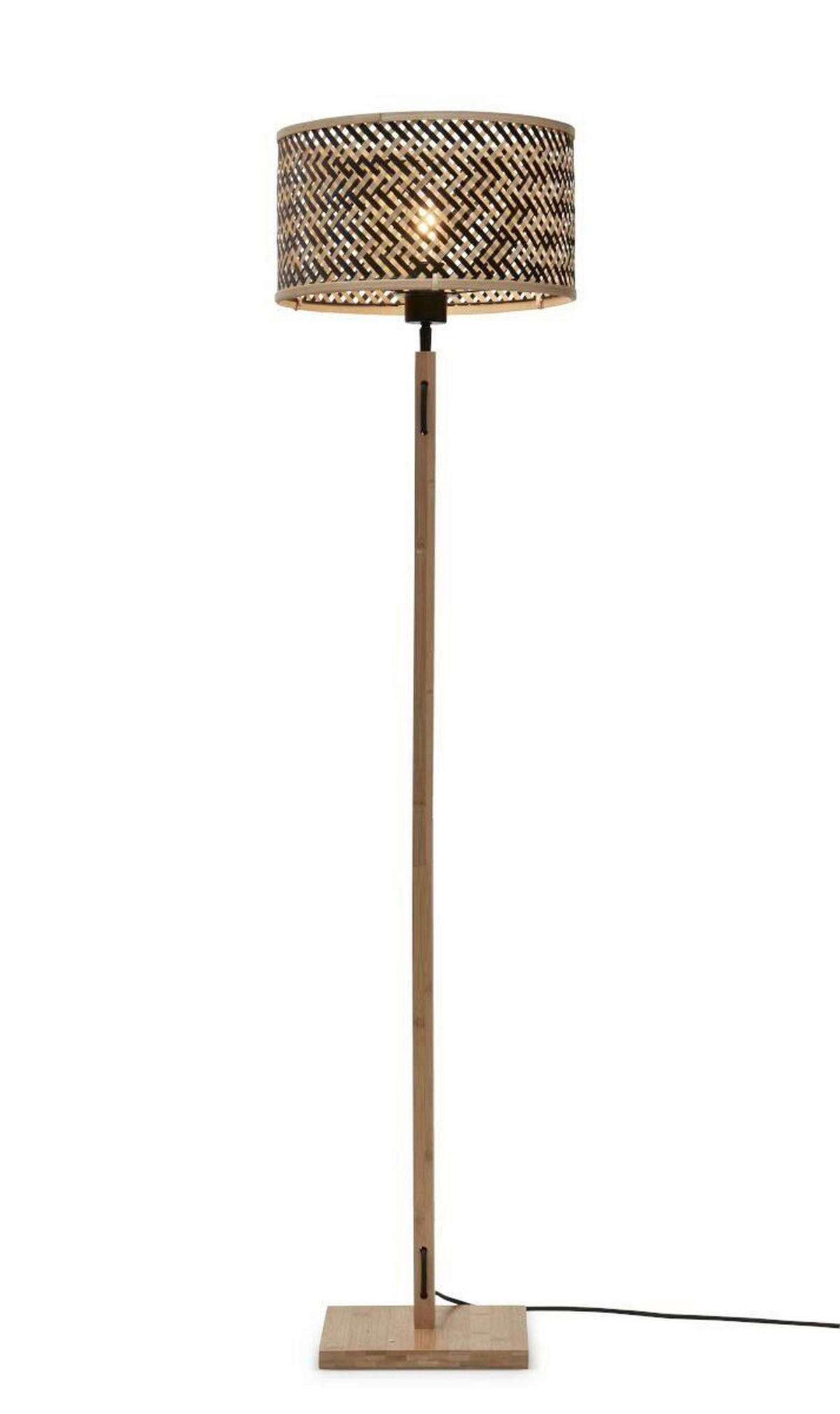 STEHLEUCHTE 58/32/150 cm    - Schwarz/Naturfarben, Trend (58/32/150cm) - Good & Mojo