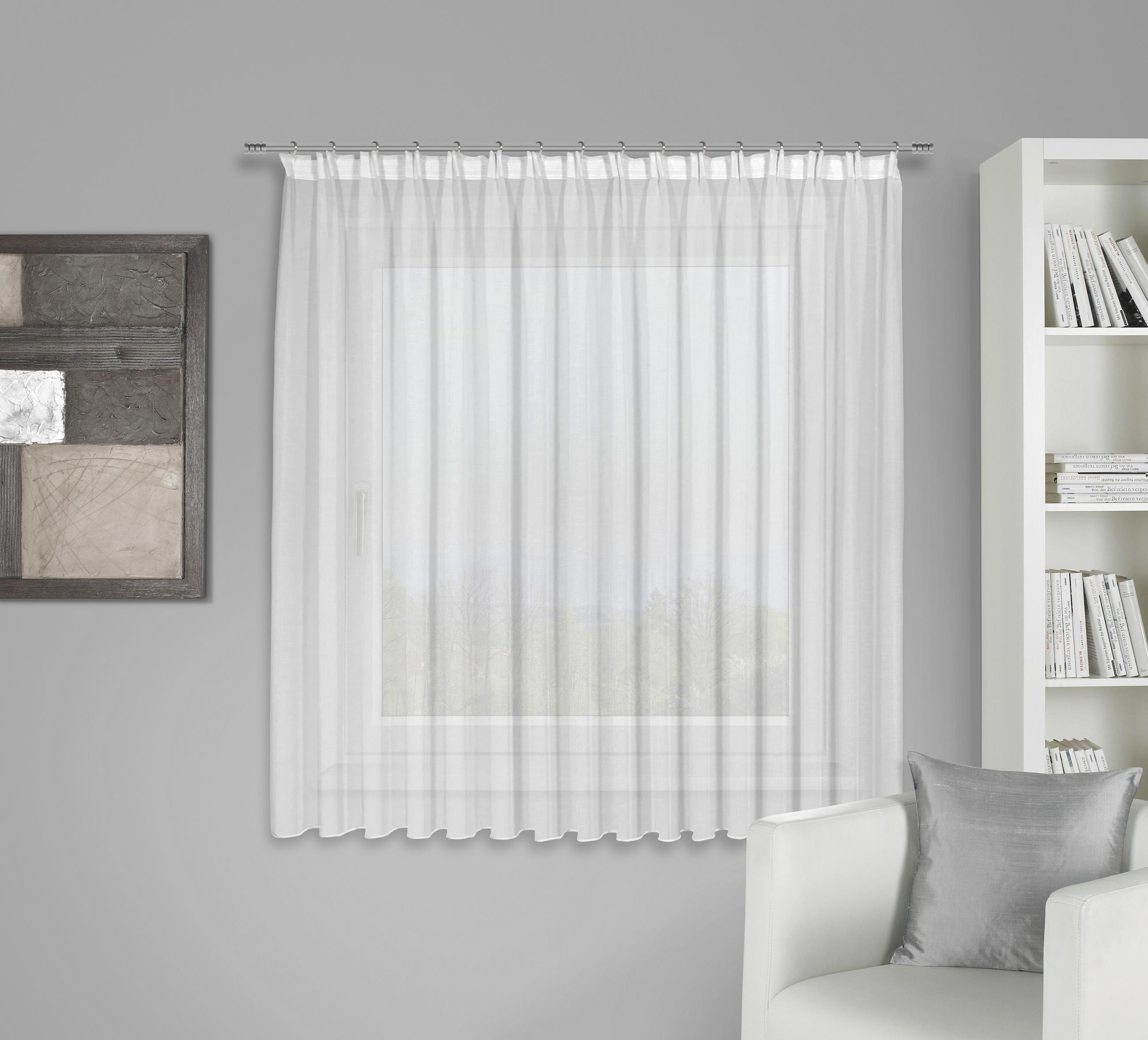 Thumbnail - Esposa Fertigstore Leonie, Weiß, Textil, Uni, 300x145 cm, für Stange und Schiene geeignet, Wohntextilien, Gardinen & Vor...