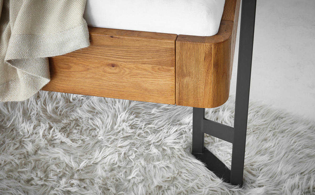 HIMMELBETT 160/200 cm  in Anthrazit, Weiß, Eichefarben  - Eichefarben/Anthrazit, Natur, Holz/Textil (160/200cm) - Hasena