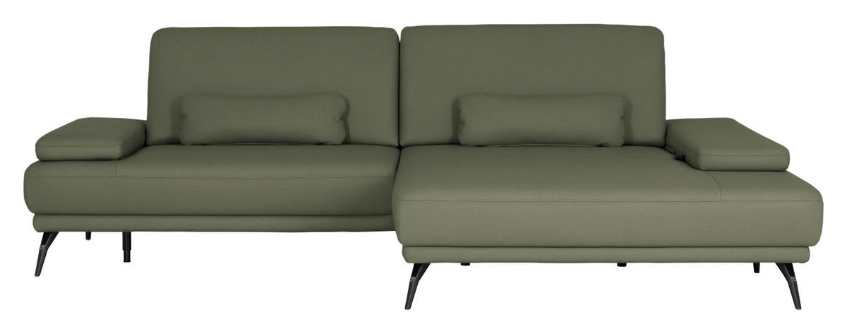 ECKSOFA JOOP! STUDIO in Echtleder Olivgrün  301/180 cm  - Schwarz/Olivgrün, KONVENTIONELL, Leder/Metall (301/180cm) - Joop!