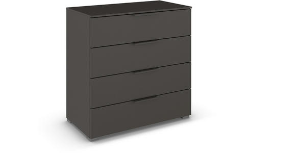 KOMMODE 80/81/42 cm in Graphitfarben - Graphitfarben/Alufarben, Trend, Holzwerkstoff/Metall (80/81/42cm) - Novel