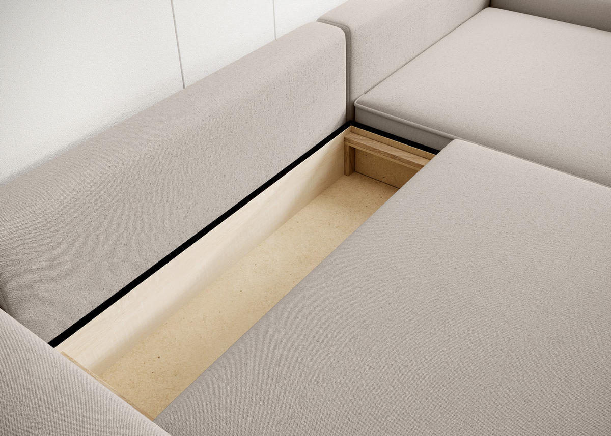 ECKSCHLAFSOFA CHALLANGE  mit Schlafen auf Sitzhöhe, Rücken echt, Armteil links, Armteil rechts Struktur Taupe  - Taupe/Schwarz, MODERN, Kunststoff/Textil (246/168cm) - Trendmanufaktur