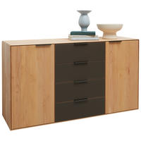 SIDEBOARD 150,9/84,7/44,2 cm  - Dunkelbraun/Erlefarben, Natur, Holz/Metall (150,9/84,7/44,2cm) - Valnatura